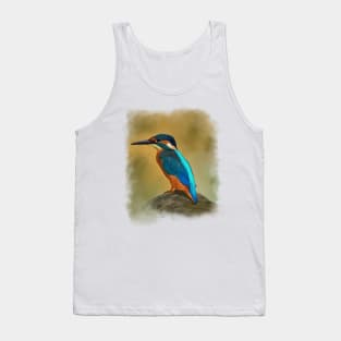 Kingfisher Soft Pastel Drawing on Yellow Ochre Tank Top